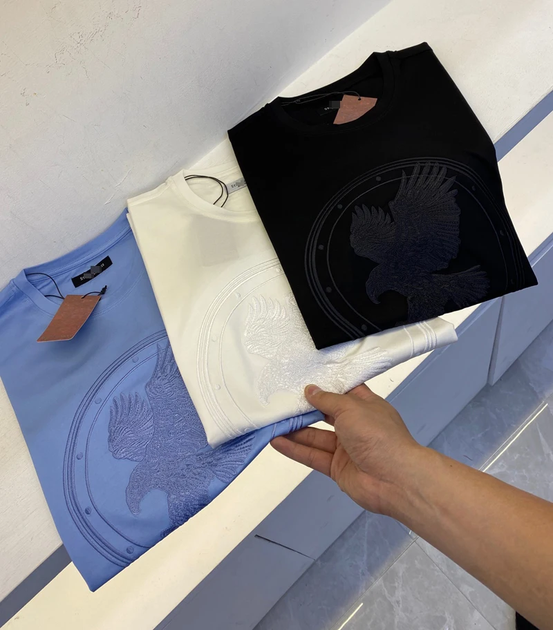 

Billionaire shirt men's 2021summer lunching O-collar fashion comfort solid color cotton fabric geometric drawing free shipping