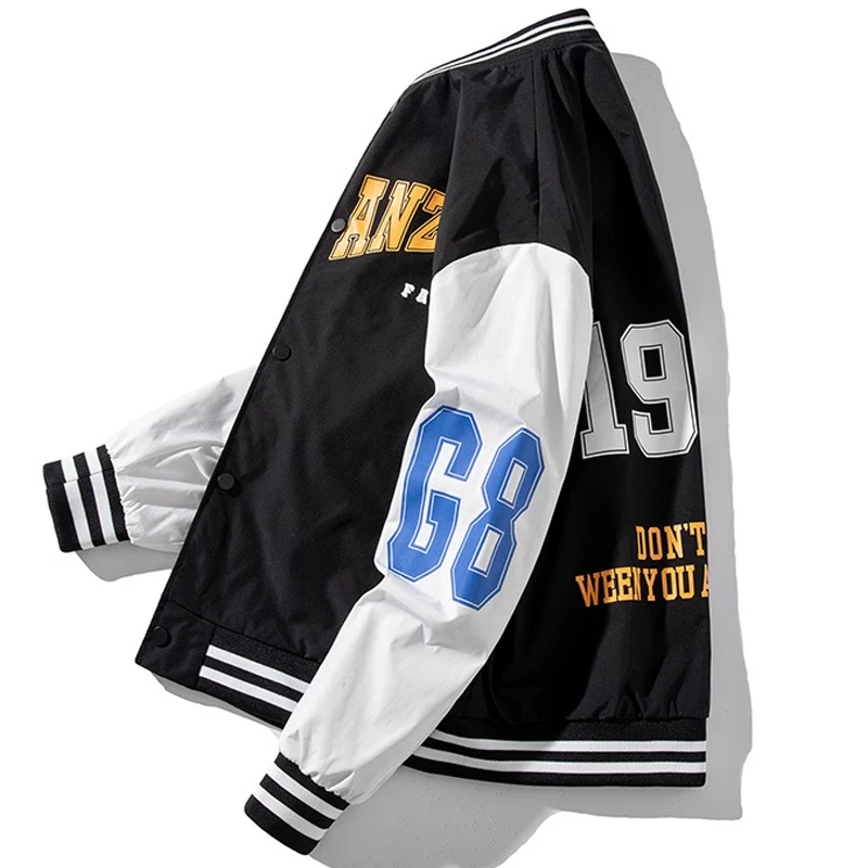 Мужская Тонкая бейсбольная куртка в стиле Харадзюку куртка-бомбер пэчворк с