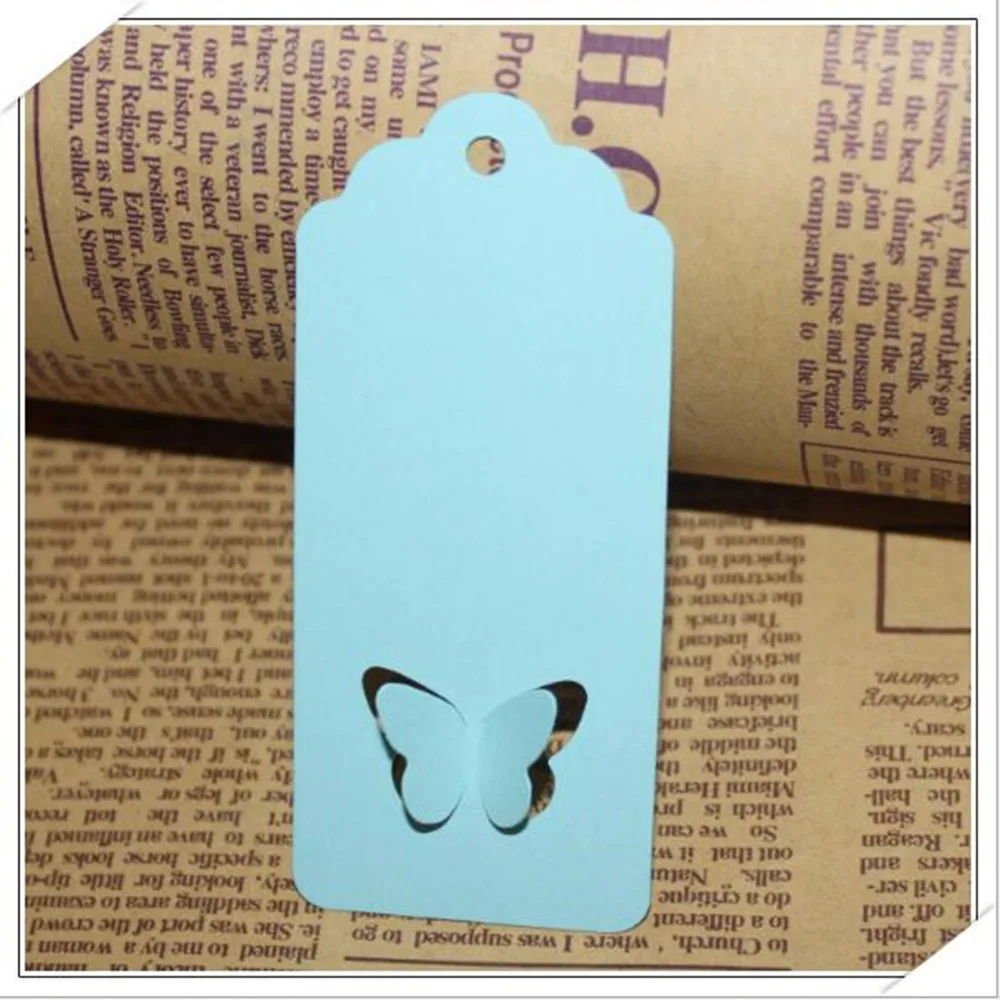 100 шт много цветов выбор крафт бумаги бирки 4.0X9.0 любимая бабочка полые Свадебная