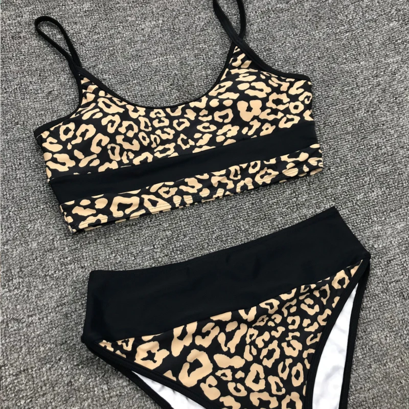 

High Waist Bikini Set Patchwork Leopard Bikini Set Push Up Swimsuit Women Swimwear Female Bath Suit Sexy Bathers Tankini Biquini