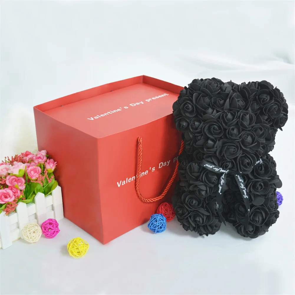 

Rose Bear Rose Teddy Bear and Necklace Card Gift Box Set for Anniversary Birthdays Bridal Showers Mother's Day LB88