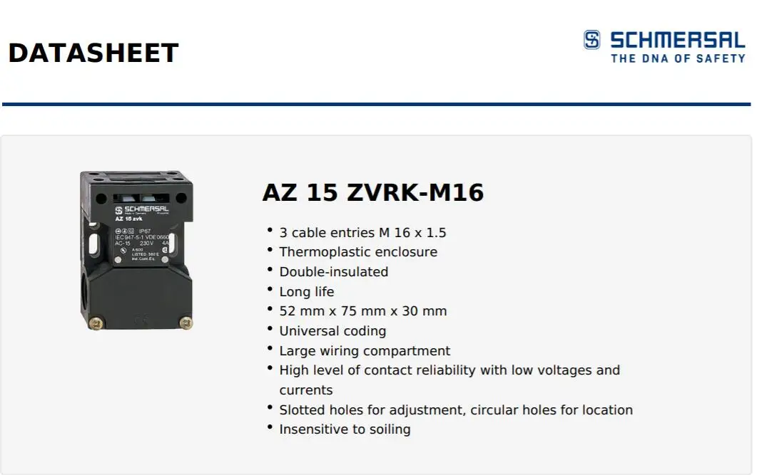AZ 15 ZVRK-M16 Safety switch with separate actuator AZ15/16-B1 | Contactors