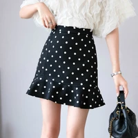 women summer holiday style high waist short skirts chic ruffled polka dot trumpet female casual fishtail mini skirt 2021 new