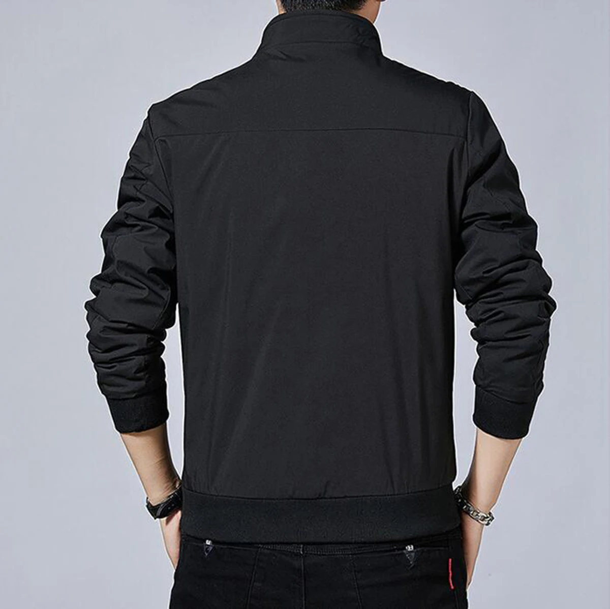 

Spring Men's casual Jacket Korean style Business Solid color Work wear Stand-up collar Zipper Thin coat Plus size XXL