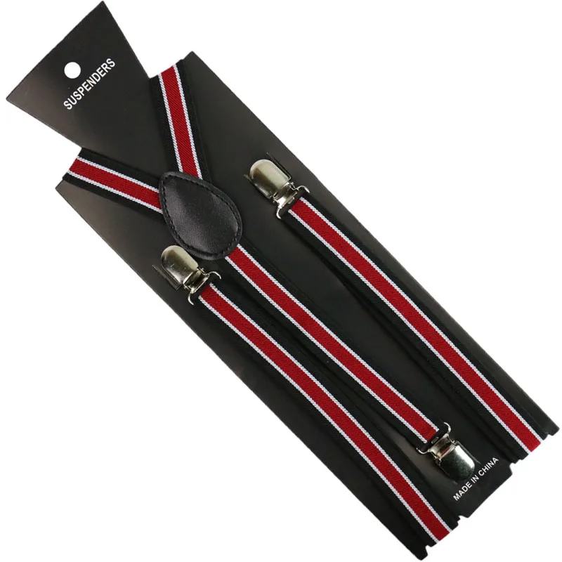 Женские и мужские подтяжки Winfox регулируемые эластичные в черно белую полоску для