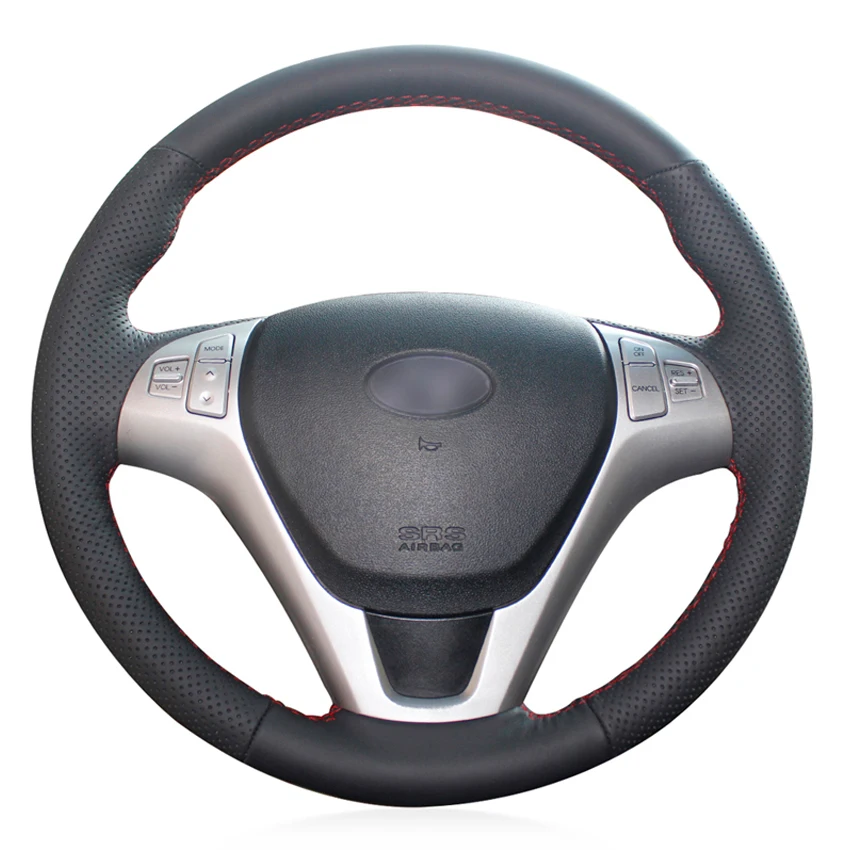 Черный PU Искусственная Кожа Мужская прошитая вручную чехол рулевого колеса