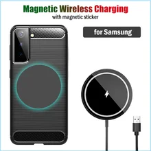 15W Qi Magnetic Wireless Charger for Samsung Galaxy S10 S20 S21 Ultra Plus +5G Fast Wireless Charging Magnet Sticker Case