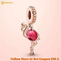 hot sale 100 925 sterling silver charm pink murano glass flamingo dangle charm fit original pandora bracelets for women jewelry