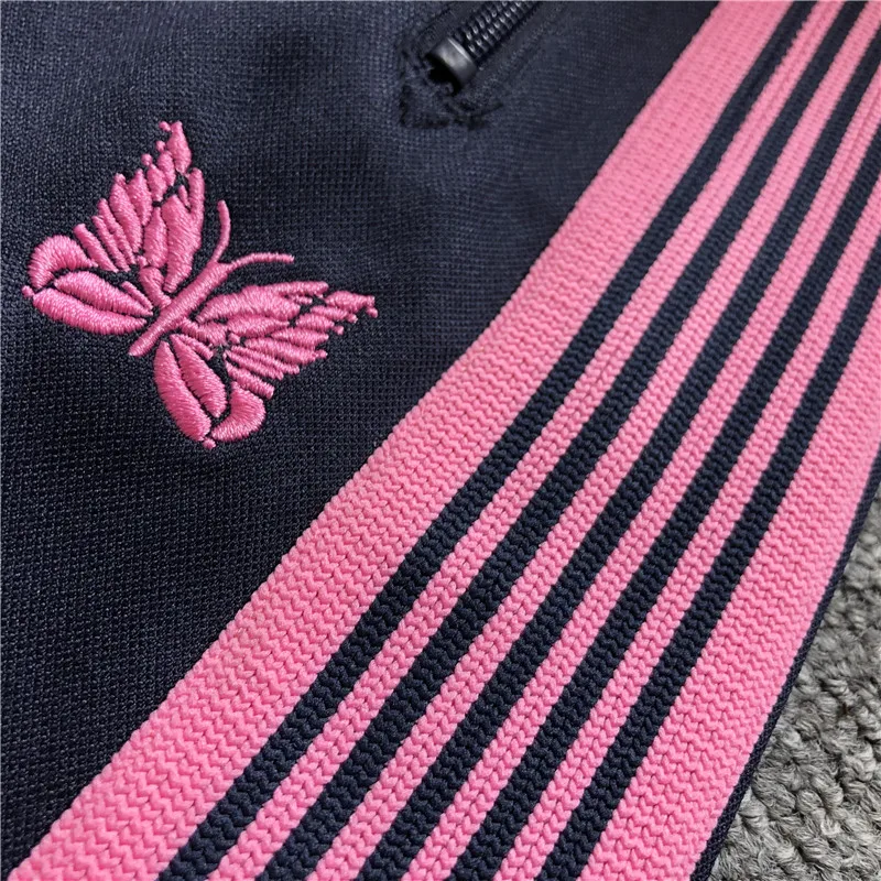 Мужские и женские спортивные брюки 2020FW в полоску с вышивкой виде бабочки |