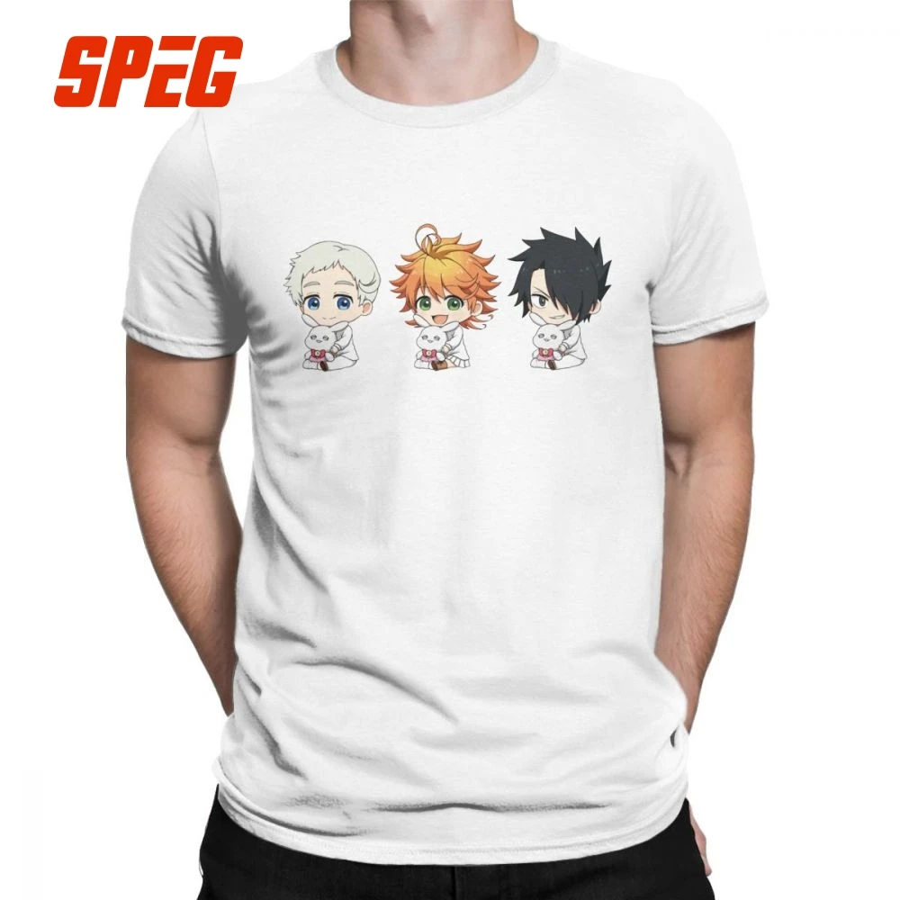 Мужская футболка с надписью The Promised Neverland Chibis винтажные футболки коротким рукавом