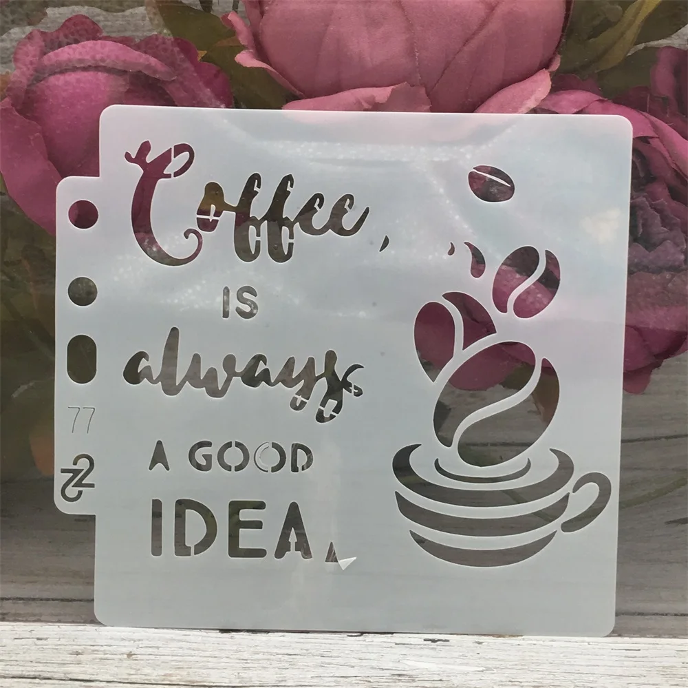 13 см чашка кофе надпись Good Idea сделай сам слойные трафареты картина искусственное