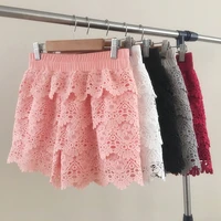 2021 thin summer shorts woman new fashion ladies mini lace crochet flower solid elastic high waist short pants women y651