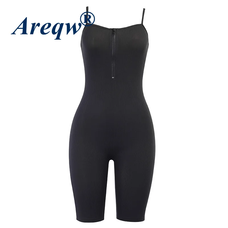 

2021 Summer New Women's Zipper Sexy Halter Sling Sports Jumpsuit Women