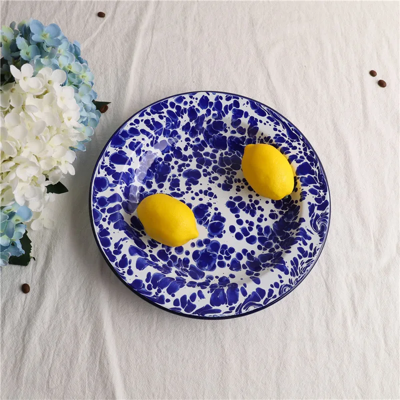 Британский брызговик чернил утолщенная эмалированная фруктовая Тарелка