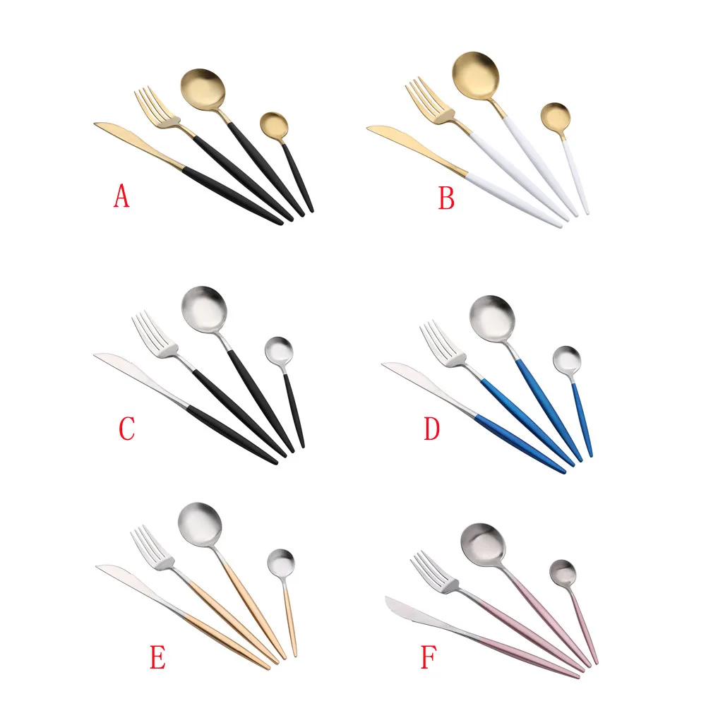 Набор столовых приборов из 4 предметов нержавеющей стали набор бамбуковой соломы