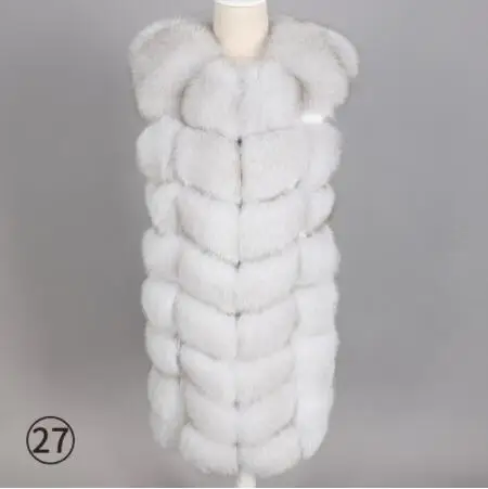 long short 88cm-10 Новинка, зимний женский жилет из лисьего меха, настоящий натуральный цельный Лисий мех, длинное пальто, 88 см, куртка из натурального меха, жилет - Цвет: long short 88cm-10