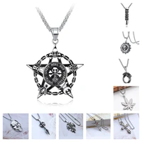 punk mens stainless steel pentagram talisman amulet vintage pendant necklace for men personality jewelry accessories necklace