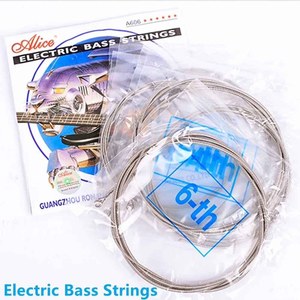Alice A606 Electric Bass Strings 4/6 String Steel Core Nickel Plated Alloy Wound Strong Long Lasting Electric Bass Strings enlarge