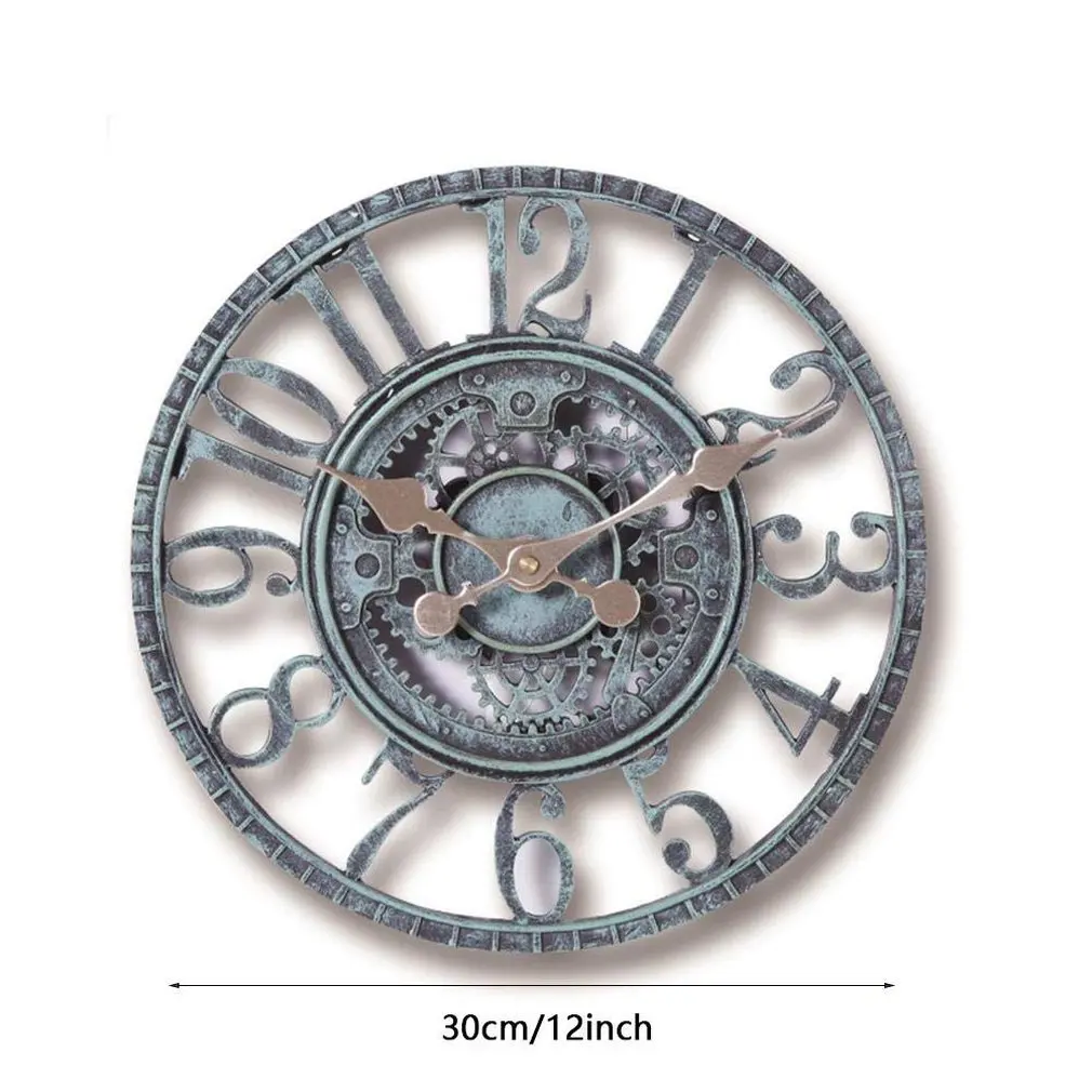 

Creativem Outdoor Garden Wall Clock Waterproof Vintage Garden Ornament Hollow Gear Roman Numeral Hanging Clock