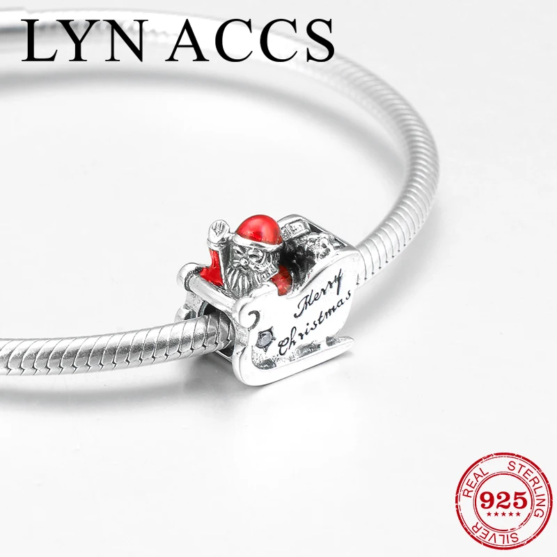 Счастливого Рождества Санта Клауса 925 стерлингового серебра красная эмаль