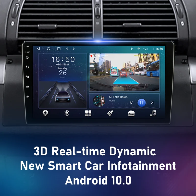 Автомагнитола JMCQ 2 din Android 10 для BMW X5 E39 E53 1999 2000 2001 2002 2003 2004 2006 мультимедийный