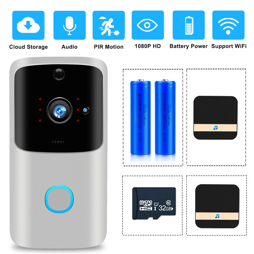 

Video Intercom Smart WIFI Doorbell Camera 720P Door Phone Door Bell IR Night Vision PIR Alarm Wireless Security Camera SD Card