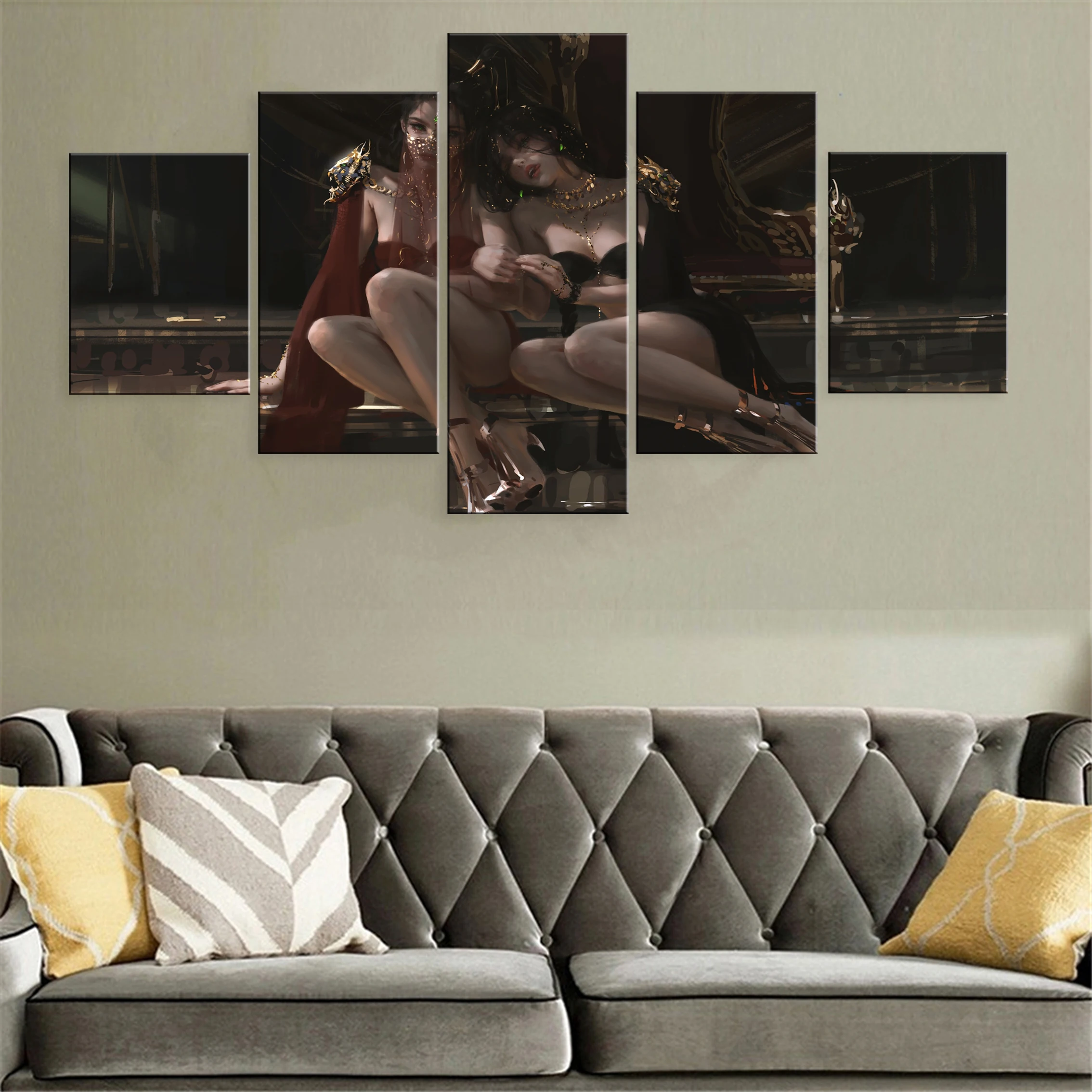 

Anime Girl 5 Piece Canvas Painting Poster Sexy Beauty Framework Wall Artwork Decor Modular Picture For Home Living Room Printed