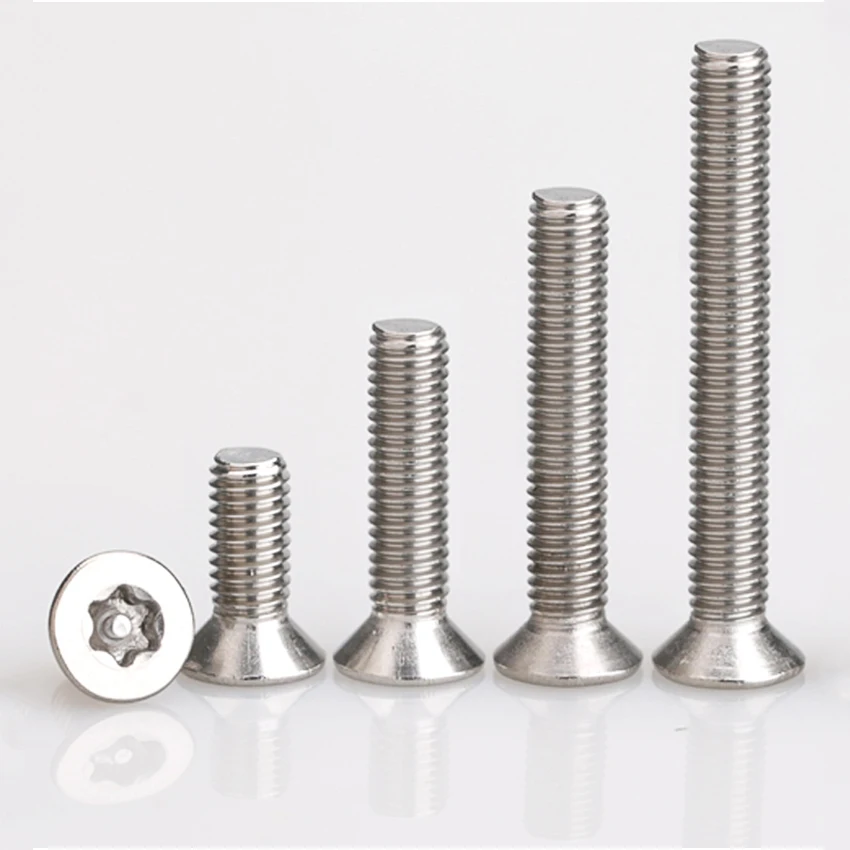 

5-20Pcs M4 M5 M6 304 Stainless Steel Countersunk Head Six Stars Plum With Column Anti-theft Machine Screws Flat Head Hex Screws