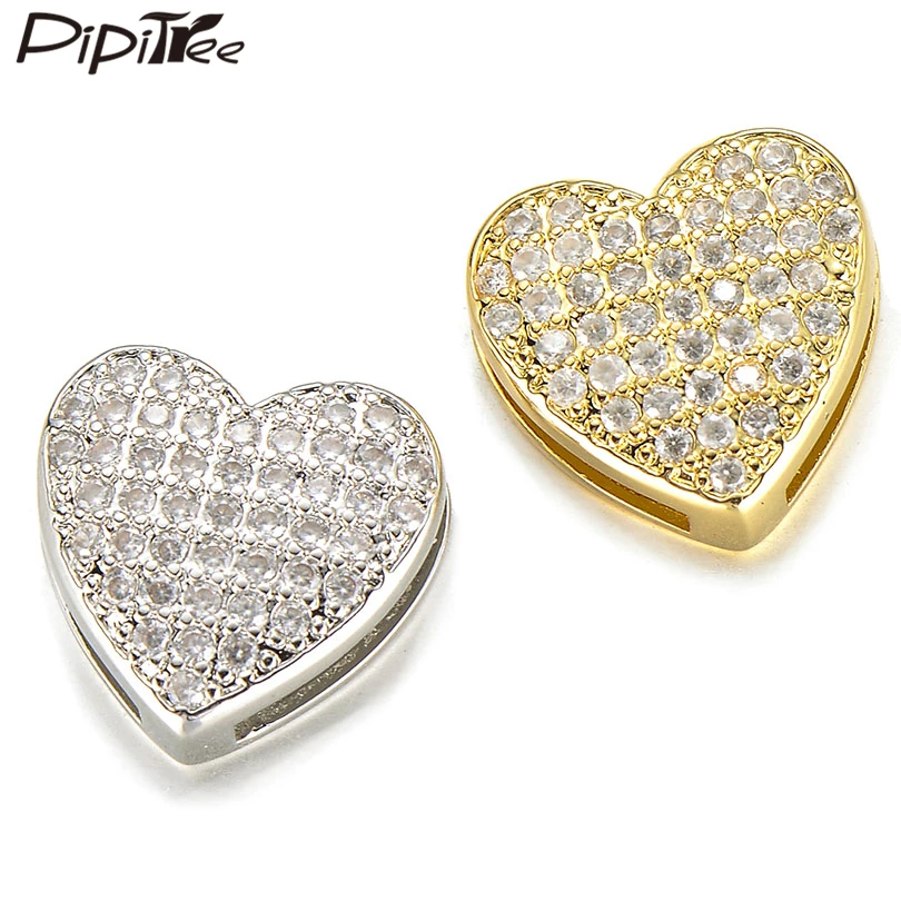 Pipitree бусины из цельного циркония с кубическим цирконием слайдер для