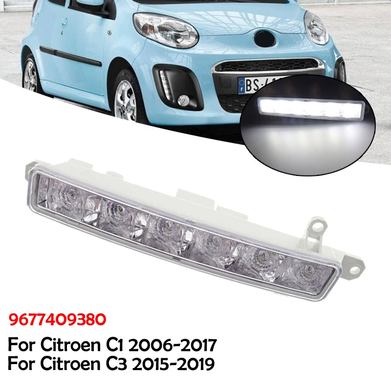 

Автомобильный дневный ходовой светильник, DRL чистый 9677409380 9802795580 дневные ходовые огни для Citroen C1 06-17 C3 2015 2016 2017 2018 2019