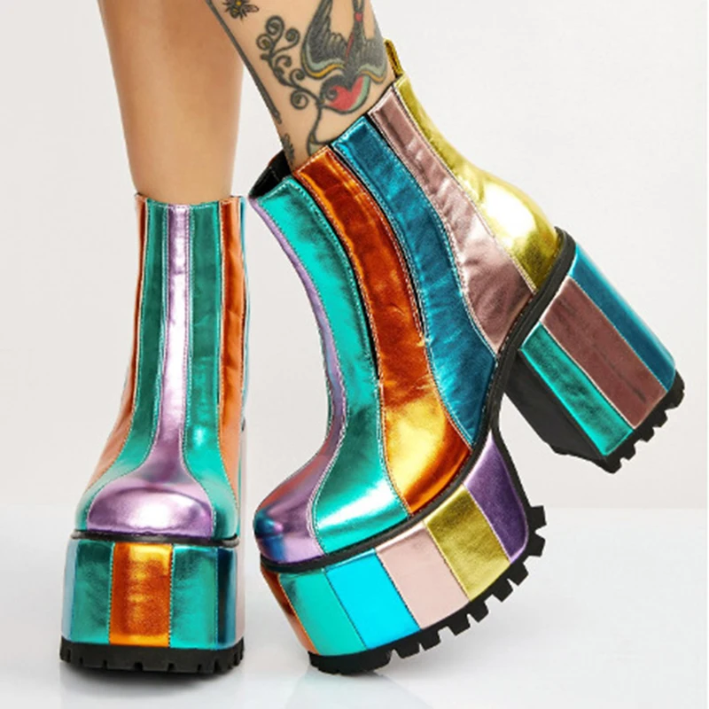 

Женские ботильоны в стиле ретро, ботинки на платформе и высоком каблуке с молнией, сексуальная обувь для вечерние НКИ, ночного клуба, 2020