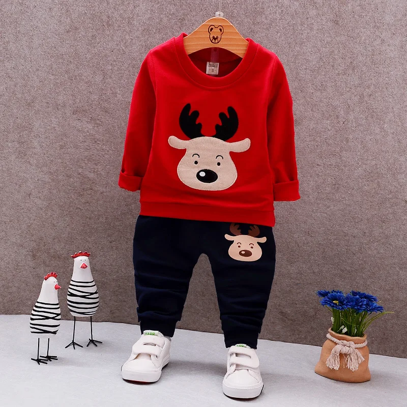 2019 Autumn New 1-4 Year Christmas clothing Baby Clothes Boys Suits Kids Cotton Long Sleeve Round Neck Sweater+Pants Set |