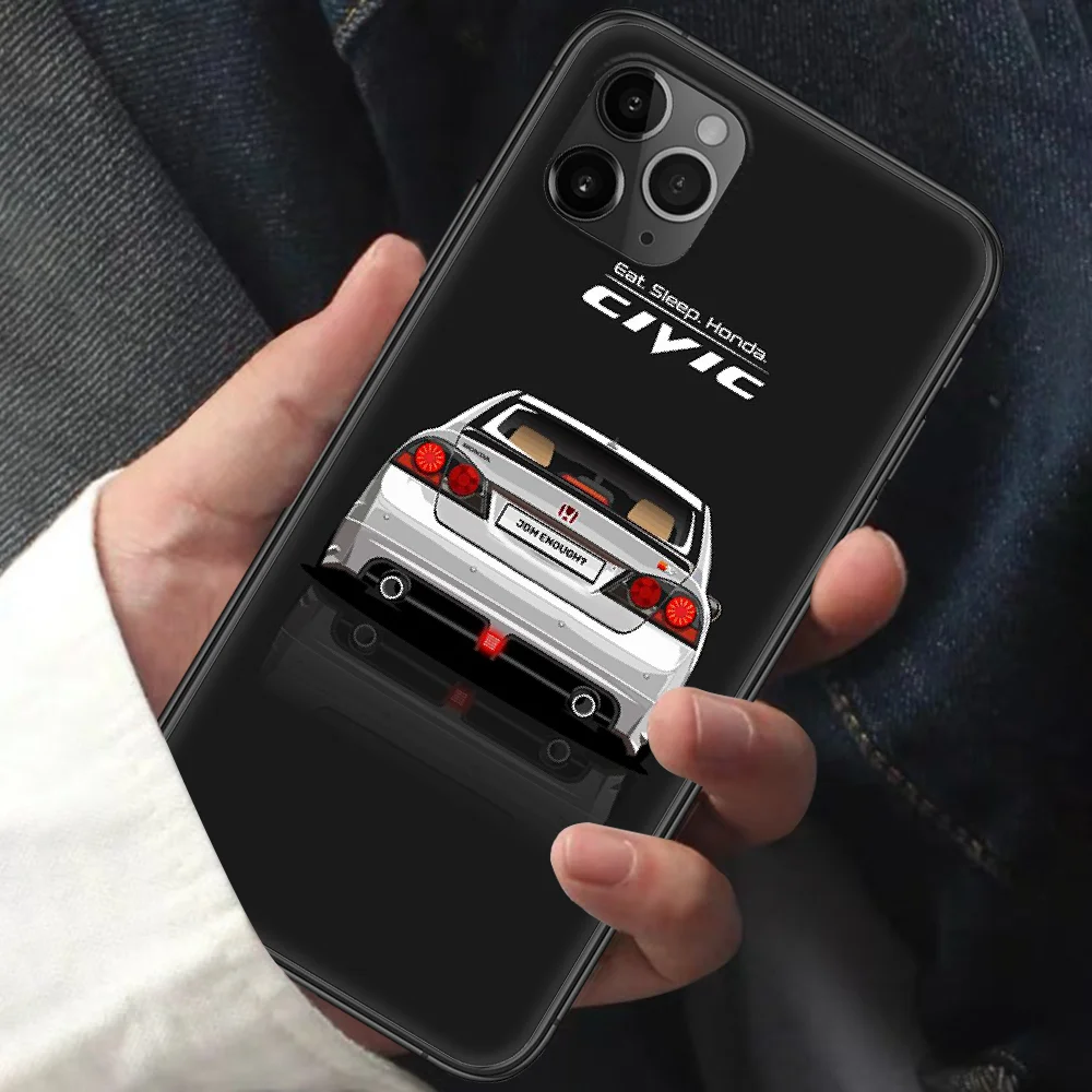 

JDM Honda Car Phone Case For Iphone 11 12 Mini PRO XR X XS MAX 6 6s 7 8 Plus 5 5s SE 2020 black Prime Fashion Etui Trend Funda