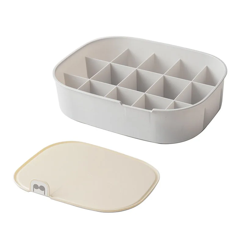 oval Beige 15 lid Бытовая пластиковая коробка для хранения нижнего белья с отметкой отсек шкаф Органайзер с крышкой для нижнего белья носки - Цвет: oval Beige 15 lid