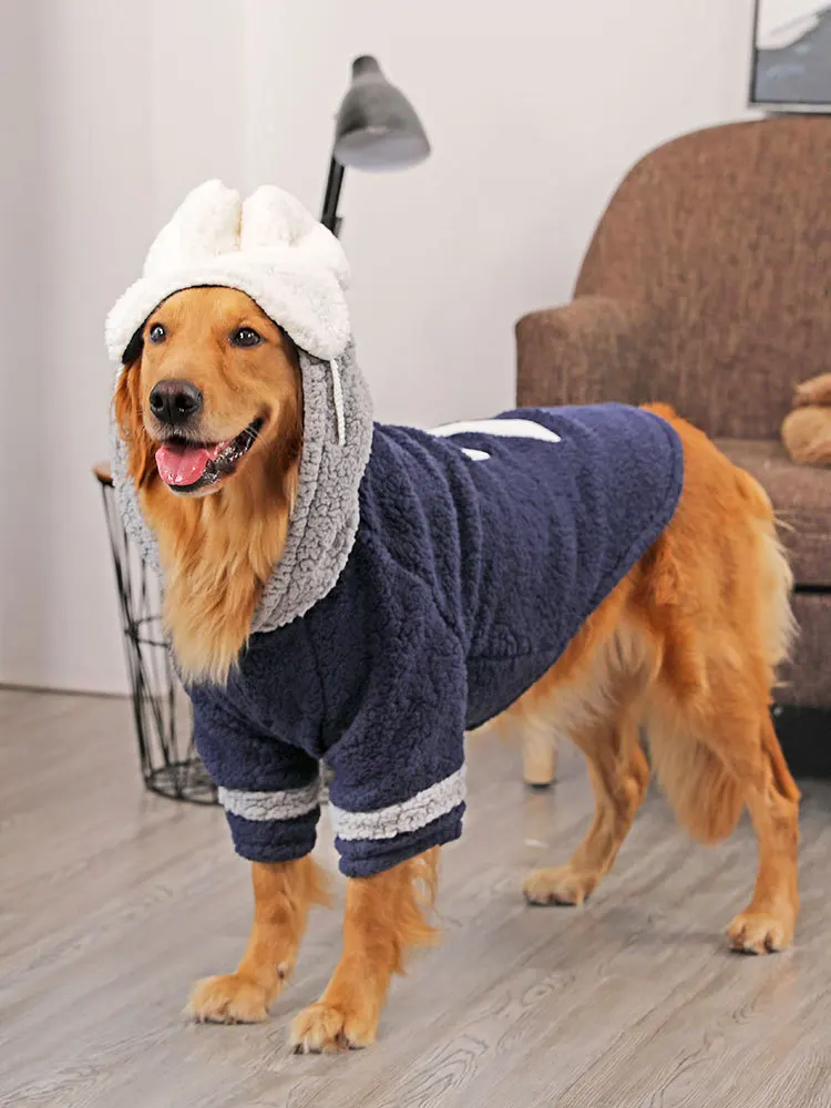 

Big dog clothes gold medium large dog pet puppies autumn and winter clothes coat