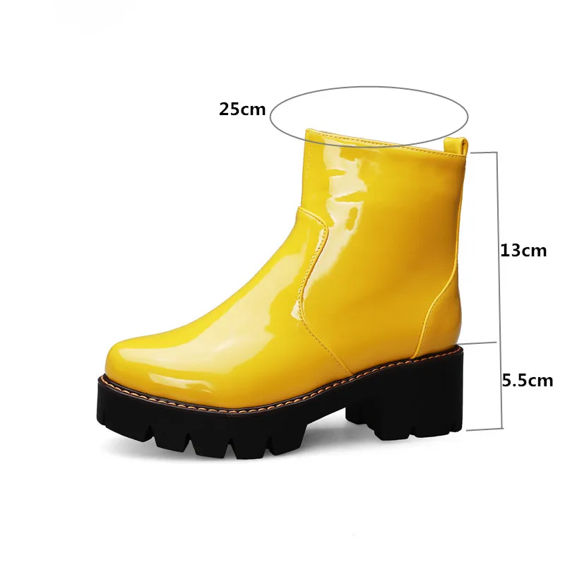 Женские лакированные ботильоны YMECHIC желтые фиолетовые ботинки на высоком