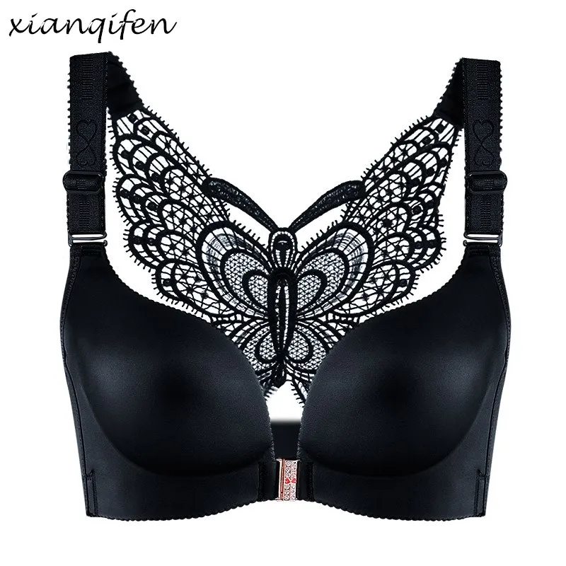 Xianqifen Sexy Seamless Bras for Women Front Closure Beauty Back butterfly top bh Lingerie Brassiere Push up Plus Size Bralette