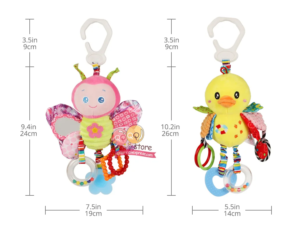 

Baby Plush Stuffed Rattle Toys Stroller Hanging Animals Bed Mobile Infant Bunny Educational Toys for Children Gift