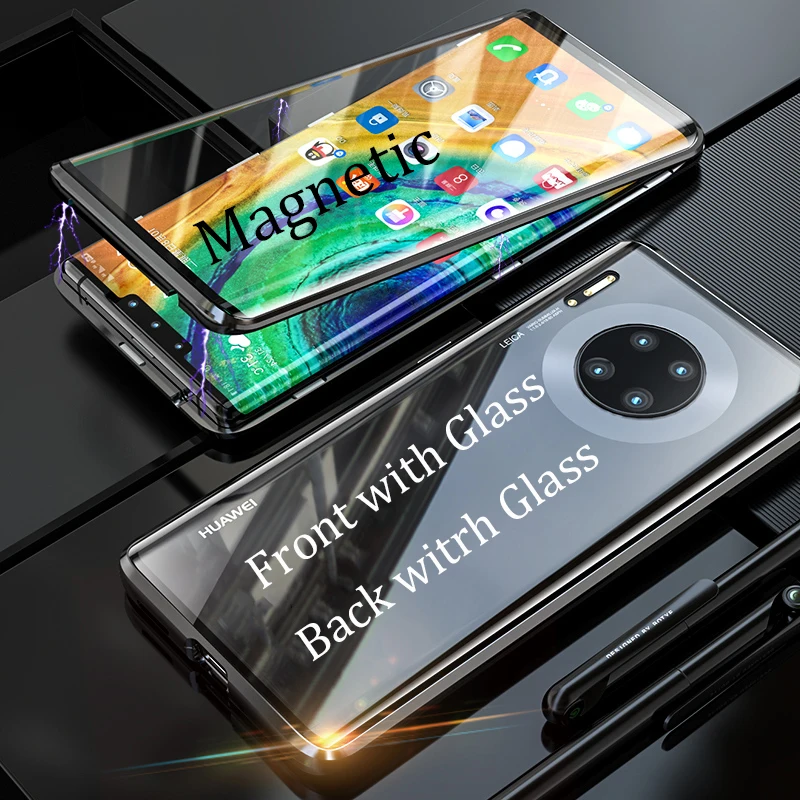 Двухсторонний стеклянный Магнитный чехол для Huawei Mate 30 20 Pro 10 Lite RS P30 P20 Nova 6 SE 5T 5i 5 4 3