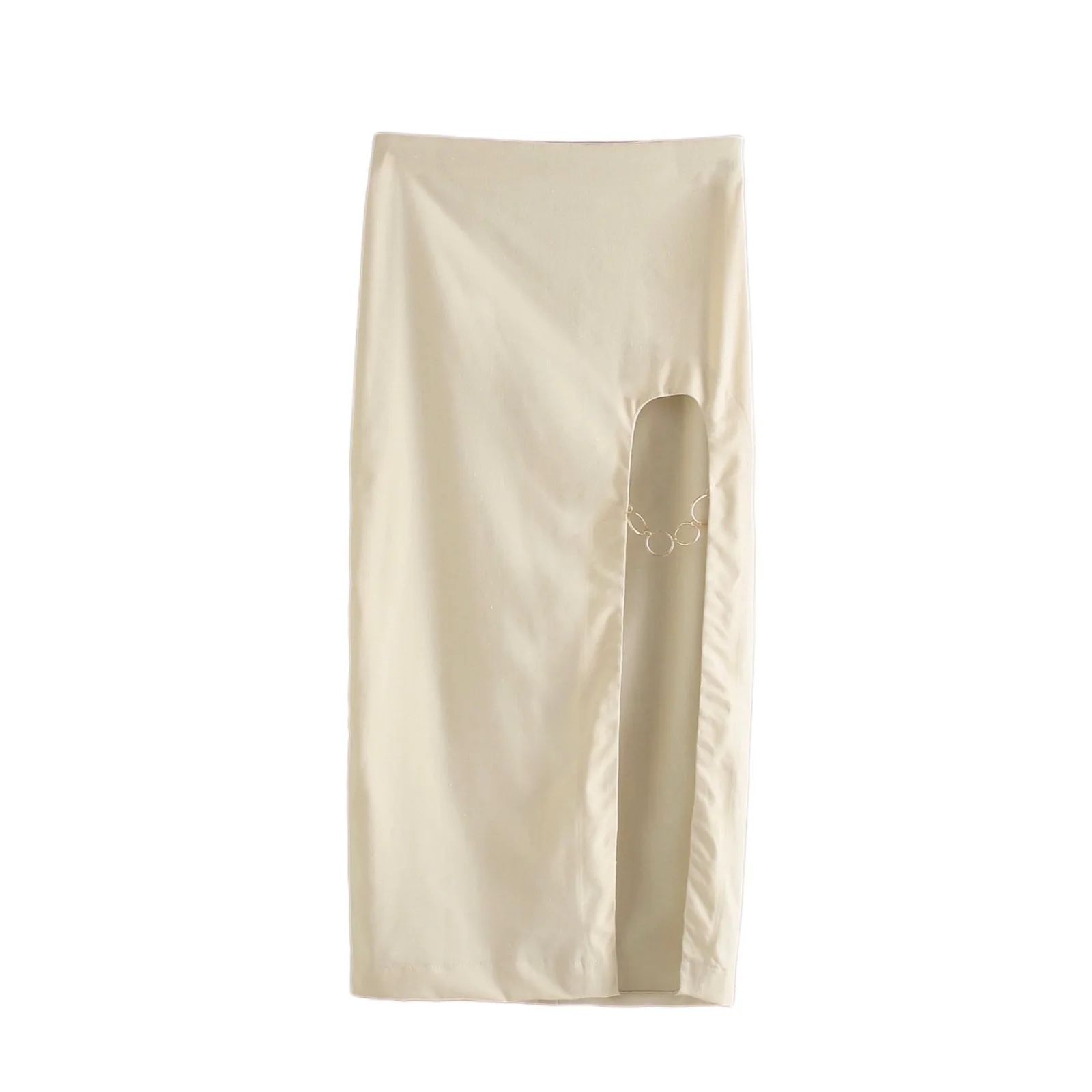 Женская юбка с металлическим кольцом белая элегантная повседневная Юбка-миди