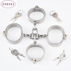 Наручники из нержавеющей стали, манжеты на лодыжку с цепочкой, бондаж, невидимый замок, дизайнерские наручники, фиксаторы, фетиш, сексуальные наручники для женщин и мужчин