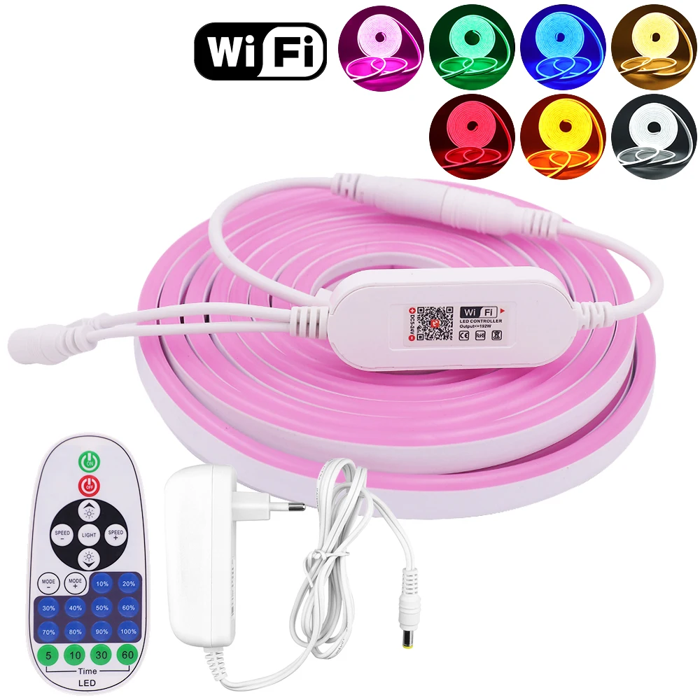 

12V LED Strip Light with Tuya WiFi Smart Dimmer 2835 120Leds Flexible Neon Sign LED Ribbon Waterproof Neon Tape Rope Light Decor
