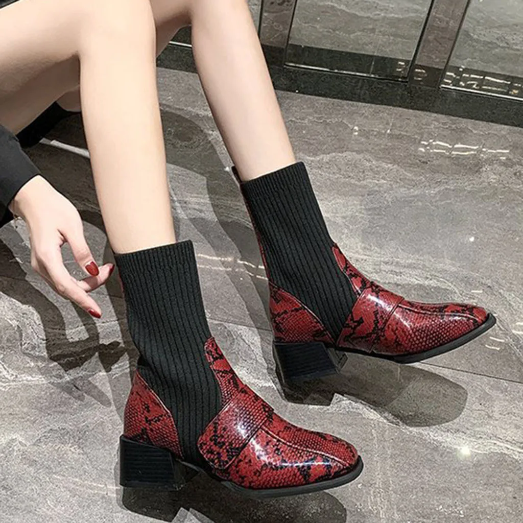 Женские зимние сапоги носки Новинка 2018 года пикантные вечерние с квадратным