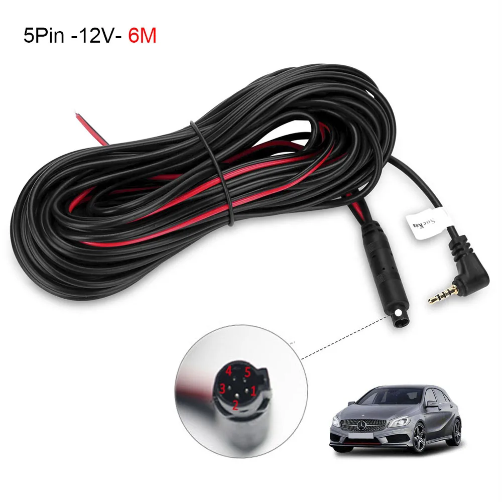 5pin-12V-6m HGDO, 12 и 24V 6 м/10 м/15 м/20 м 4pin/5pin 2,5 мм Джек RCA видео удлинитель кабеля для заднего вида Камера провода DVR Камера кабель - Название цвета: 5pin-12V-6m