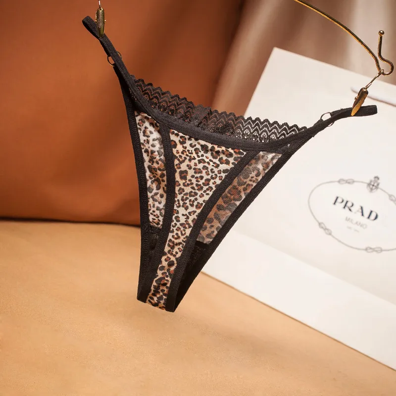 top Leopard Lace Women's Panties Fashion G-string Sexy Thong High Quality Women Underpant Low Rise Lingerie for | Женская одежда
