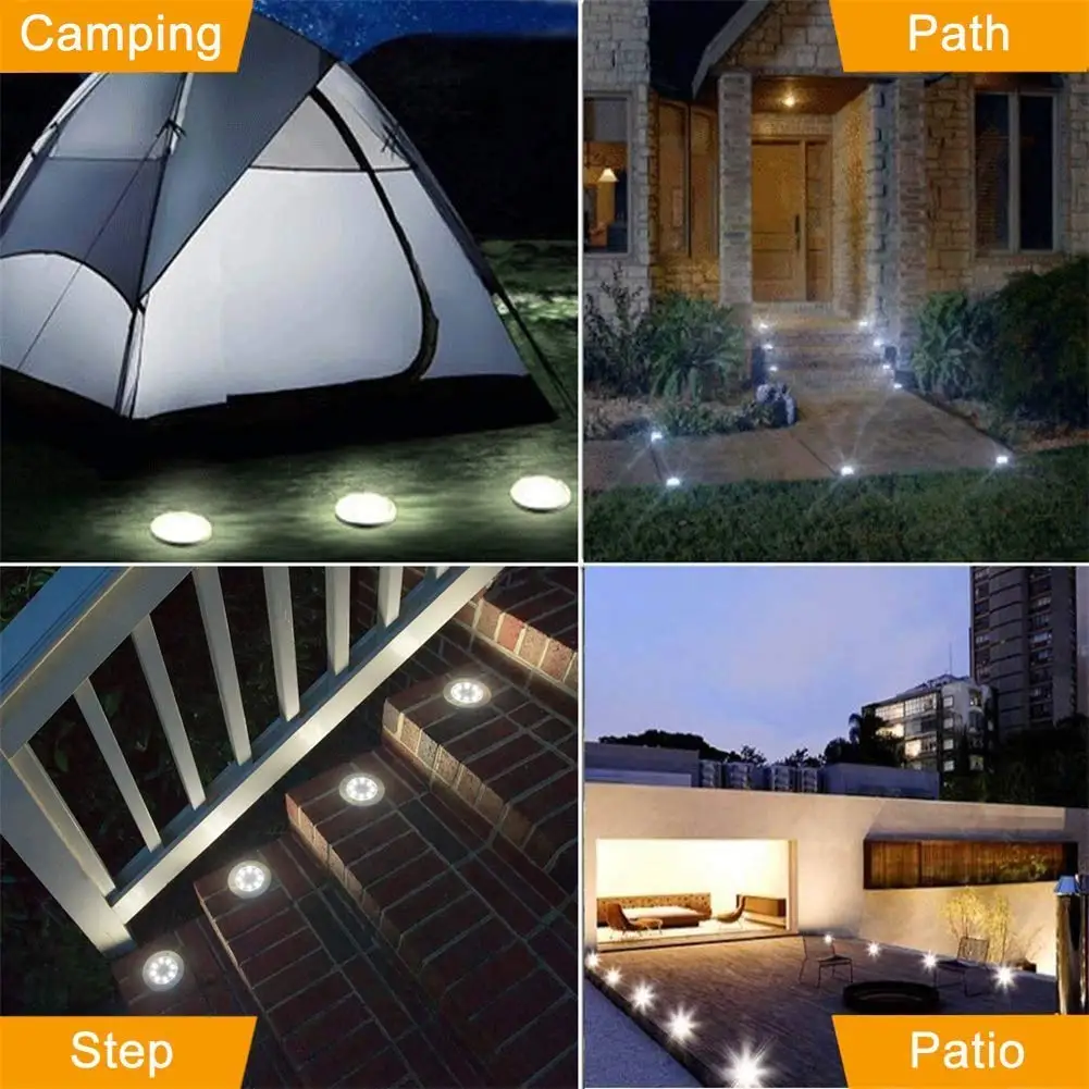 

8 LED Solar Street Light Outdoors Waterproof 8pcs Solar Light Garden Decor Buried Stair Lamp Underground Decking Lampy Solarne