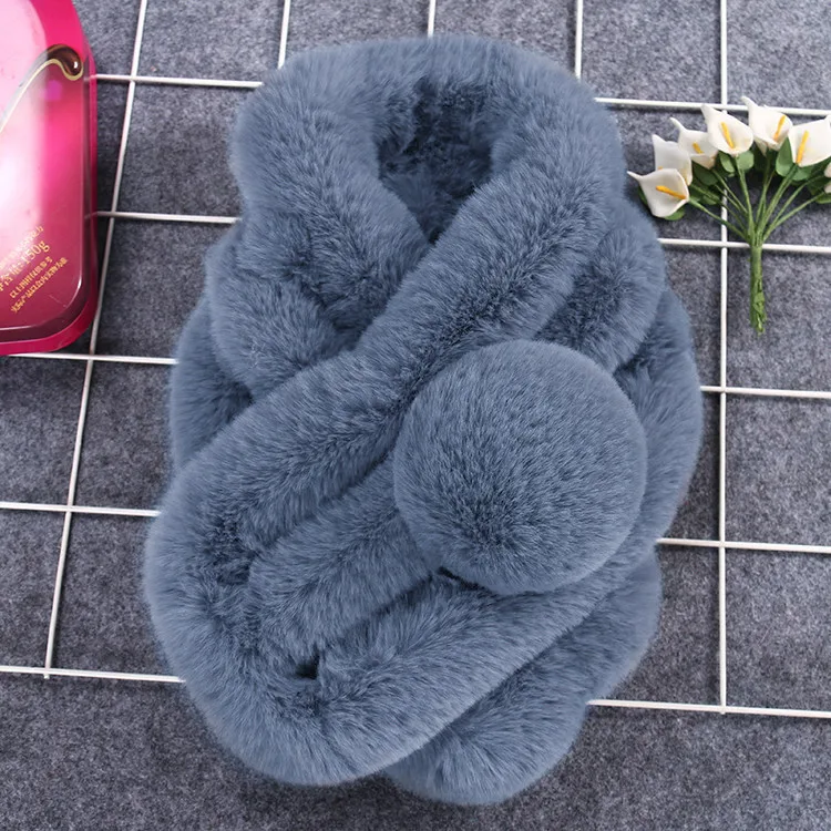 

Women Winter Warm Scarf Fashion Thicken Fur Imitation Fur Grass Scarves 2020 winter women Solid Color 2020 Women Scarf