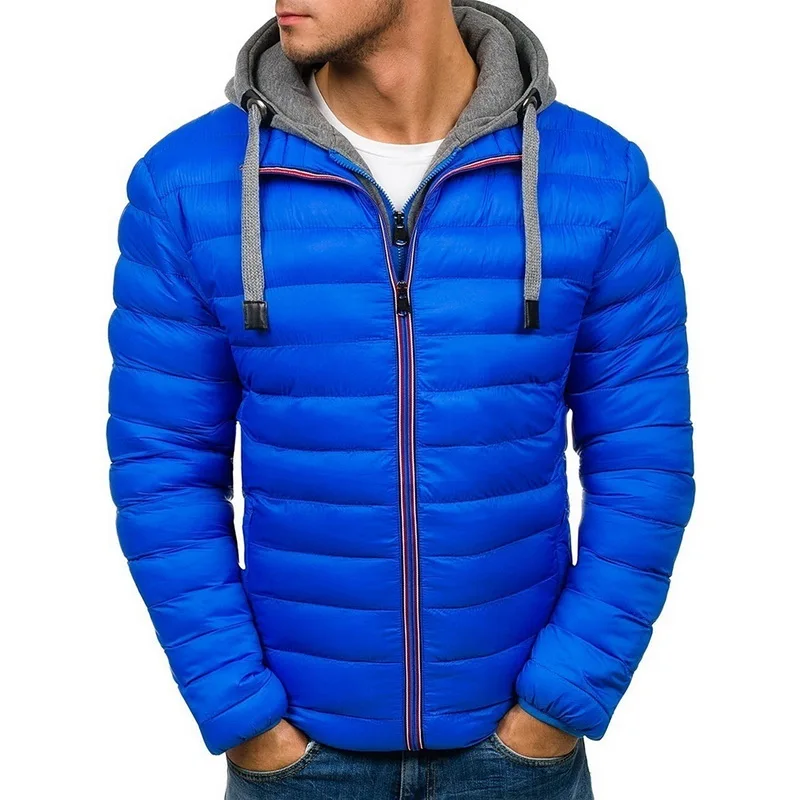 Style2 blue CYSINCOS, мужской пуховик, Повседневная модная зимняя куртка, Мужская ветровка с капюшоном, белая куртка на утином пуху, мужская верхняя одежда, хлопковая стеганая куртка - Цвет: Style2 blue