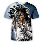 Модные мужскиеженские футболки с 3D-принтом короля рок-н-ролла Майкла Джексона модные футболки для мальчиков с изображением певицы звезды