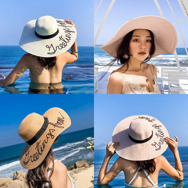 

K138 Summer Women's Straw Hats, Sun-Shading, Beach, Seaside, Big Eaves, Vacation Outing, Beach Hats Summer Hats Panama For Women